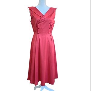 Cristina Gavioli Coral Retro Style Midi Dress